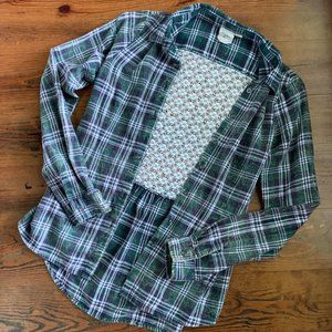 White Crow Zelda Plaid Long Sleeve Button Down Shirt Cotton
